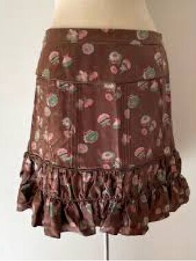 Marc Jacobs Brown Floral Ruffle Hem Mini Skirt